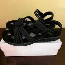 Skechers Reggae Slim Vacay Black Strappy Memory Foam Sport Sandals Womens - $29.69