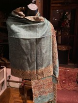 Vintage Style Tricot Brocart Pashmina Cachemire Châle Écharpe - £24.46 GBP