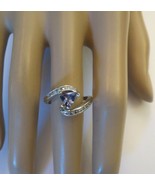 14k Diamond White Gold Ring Trillion Cut Tanzanite Color SZ 7 Designer A... - $355.59 CAD
