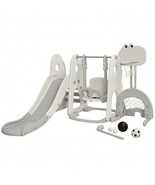 6 in 1 Toddler Slide and Swing Set with Ball Games-White - Color: White - $4,968.75 MXN