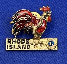 Rhode Island Lions Club Pin Vintage Lapel Pins Chicken Rooster Gold - £9.15 GBP