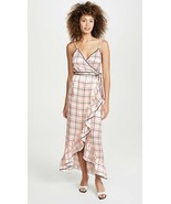 Morgan Lane Sofia Silk Wrap Dress in Pink Cherry Plaid Print $388, Sz M,... - $208.17 CAD