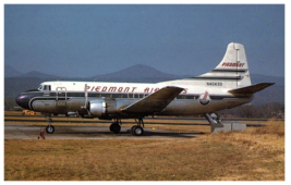 Piedmont Airlines Martin 4 0 4 at Roanoke 1969 Airplane Postcard - $5.16