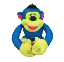 Fisher Price 1994 Puffalump Blue Chattering Chimp Monkey Stuffed Animal Plush - £29.14 GBP