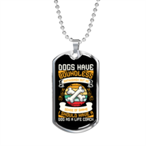 Dogs Do Speak Bones Necklace Stainless Steel or 18k Gold Dog Tag 24&quot; Chain - £37.31 GBP+