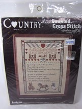 Janlynn Counted Cross Stitch Kit COUNTRY SAMPLER 11&quot; x 14&quot; vintage - £11.87 GBP