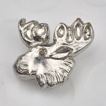 Moose Pin Vintage Small Jeweled Eye￼ Silver Tone - $9.95