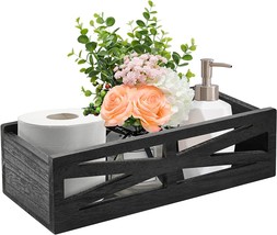 Wooden Bathroom Decor Box, Rustic Toilet Tank Box, Farmhouse Toilet Paper, Black - £30.46 GBP