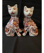 antique porcelain pair of signed Japanese Imari Sitting Cat Figurine - £140.80 GBP