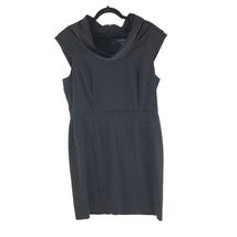 Tahari Arthur S Levine Sheath Dress Cap Sleeve Cowl Neck Stretch Black 16 - £18.84 GBP