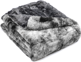 Doublesoft - Oversized Faux Fur Throw Blanket, 60&quot;X80&quot; Gray Soft Fuzzy Fluffy Co - £44.45 GBP