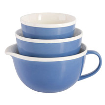 Gap Home 3 Piece Stoneware Two Tone Mixing Bowl Set in Light Blue - £38.76 GBP