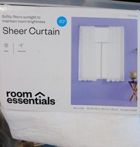 Sheer White Crinkle Panel 40&quot; x 63&quot; Rod Pocket NEW TC03 Room Essentials - £10.28 GBP