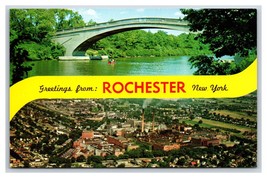 Doppio Vista Banner Greetings From Rochester New York Ny Unp Cromo Cartolina W19 - £3.52 GBP