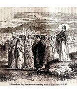 Jesus Christ Blessed Mourners 1841 Victorian Woodcut Religious Antique A... - €42,96 EUR