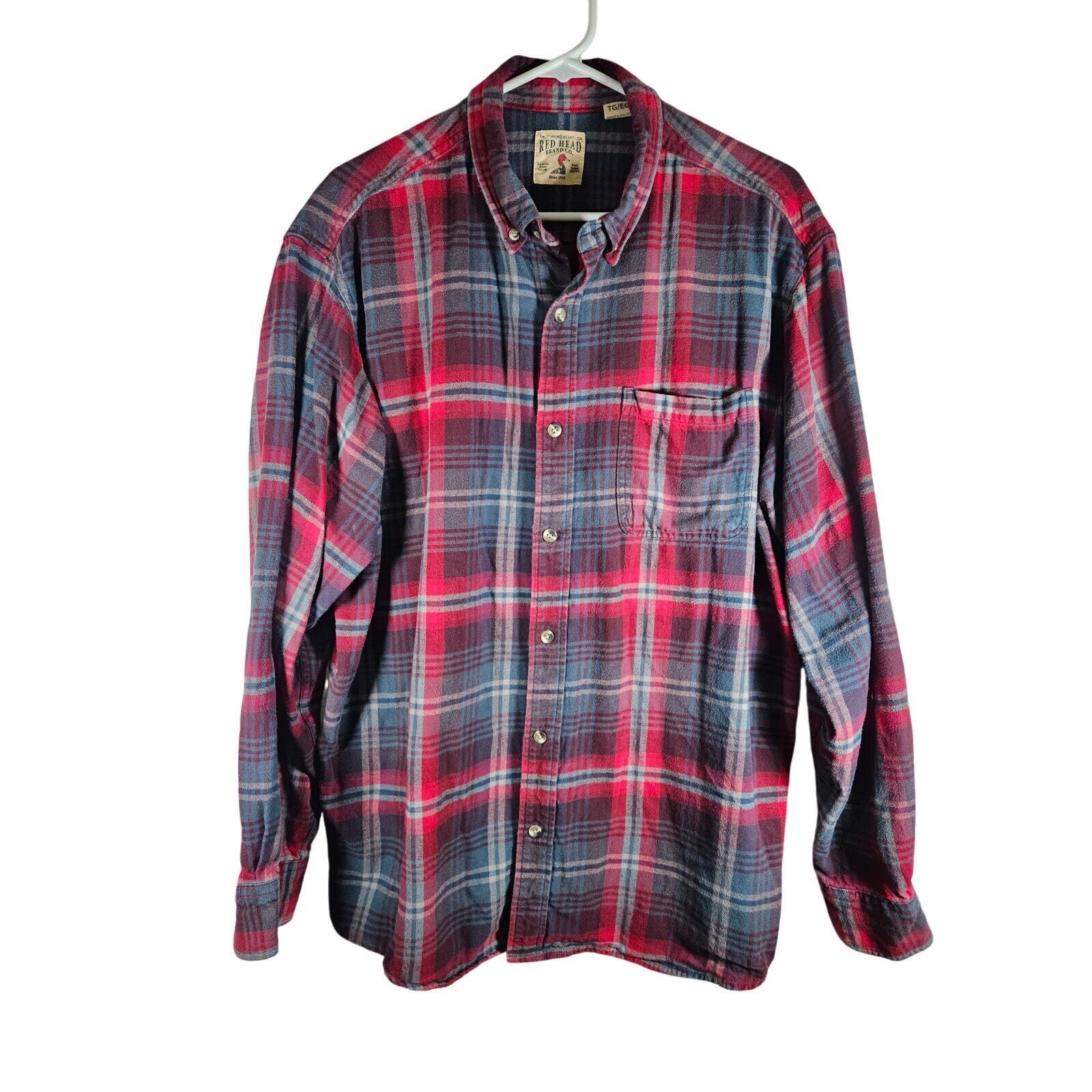 Red Head Brand Co. Men&#39;s Red Gray Plaid Long Sleeve Flannel Size XL - $14.99