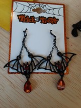 Bat Earrings Trick or Treat Halloween wire earrings Bat Dangly NEW - £3.95 GBP