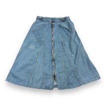 Vtg San Francisco Skirt Works Big Zipper Front Denim Panel Buckles Sz 11 - £22.94 GBP