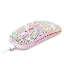 Bling Dazzling Rechargeable 2.4Ghz+5.2 Bluetooth Wireless Mouse Covered ... - $38.99
