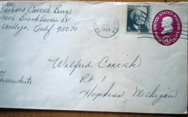 4 Cent Pre Stamped Envelope &amp; 2 Cent Stamp Postmark 1969 - £1.55 GBP