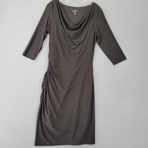 Ronni Nicole Women Dress Size 12 Black Stretch Midi Preppy Cowl Neck 3/4 Sleeves - £13.45 GBP
