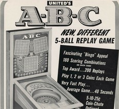 ABC Arcade Flyer 1951 Original Bingo Pinball Machine Promo Artwork Sheet United - £21.51 GBP