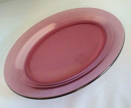 Corning Visions Cranberry Oval Serving Platter Purple 14&quot; x 10&quot; Glass USA  H14 - £22.38 GBP