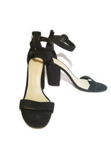 Marc Fisher Suede Leather Sandal Heeled Black Ankle Strap 3.5&quot; Heel Thick Worn 1 - £3.28 GBP