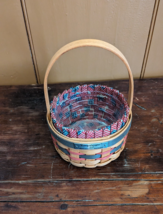 Longaberger 1997 Inaugural Round Basket with Handle 5 1/2 x 3 Liner Protector - £11.36 GBP