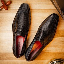 Salvatore Genuine Quill Ostrich Leather Slipon Black image 12