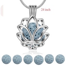 14mm Lotus blossom Lockets Pendant Aromatherapy locket Diffuser Necklace fit Vol - £19.97 GBP