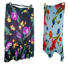 Skirt Summer Flowers Light Size 44 Ita Acetate Pieces Unique Long Made IN Italy - £41.42 GBP+