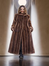 Luxurious Brown Demi Buff Canadian Mink Fur Coat 80&quot; Sweep L Fast Shipping - £631.33 GBP