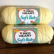 2 Red Heart Soft Baby Yarn 7225 Light Yellow 3 Ply Sport Weight 7 oz 575... - $13.16