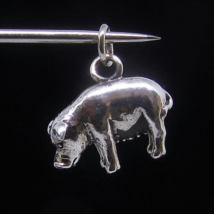 Cute little Sterling silver Animal Pendant Pig Swine high polished 925 silver - £27.65 GBP