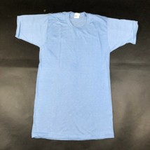 Vintage Healthknit T-Shirt Erwachsene S BLAU 50/50 Strick Made USA Einzel Stich - £11.19 GBP