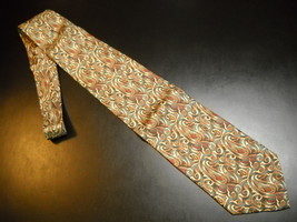 Joseph Abboud Neck Tie Green Background with Golds Browns Rusts Paisley Italian - £10.44 GBP