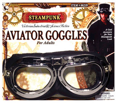 Forum Novelties Men&#39;s Steampunk Victorian Aviator Goggles, Black/Silver, One Siz - £68.25 GBP
