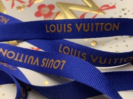 One Yard of Louis Vuitton Blue Ribbon w/Gold Logo Accent 1/2" Wide New Authentic - $10.26