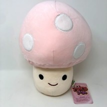 Pink Mushroom Soft Plush Toy Smiling Face Plant Vegetable Plushie 9” New - £14.90 GBP