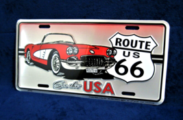 ROUTE 66 CORVETTE -*US MADE*- Embossed Metal License Plate Car Auto Tag ... - £9.95 GBP