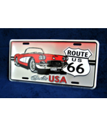 ROUTE 66 CORVETTE -*US MADE*- Embossed Metal License Plate Car Auto Tag ... - £9.79 GBP