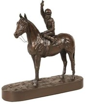 Sculpture EQUESTRIAN Lodge Number 9 Horse and Jockey by Belden Chocolate Brown - £294.96 GBP