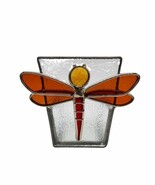 Brown Yellow &amp; Clear Art Glass Dragonfly Candlehoder - $374.21 MXN