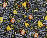 Cotton Bees Honey Quotes Sayings Beehives Black Fabric Print by the Yard... - £9.40 GBP