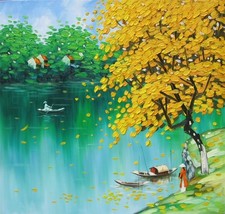 By The Tranquil Sea, Vietnamese hand painted oil painting - $179.95