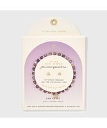 Butterfly Charm Beaded Bracelet &amp; Stud Earrings Set 2pc Amethyst - $71.58 MXN