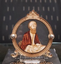 Sikh Guru Teg Bahadar Ji Wood Carved Photo Portrait Singh Kaur Desktop S... - $19.99