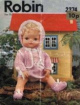 Vintage doll knitting pattern for 15inch dolls Robin 2374 PDF - £1.72 GBP