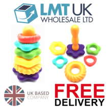 Stacking Rings Baby Toy - Babies Blocks Sensory Room Toys Bright Colours 12m+ - £8.72 GBP